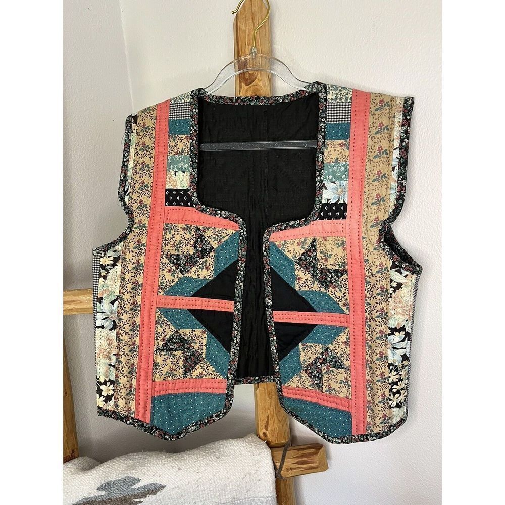 Vintage Quilt Reversible Vest With Cap Sleeve One Of A Kind Size S - Picture 16 of 16